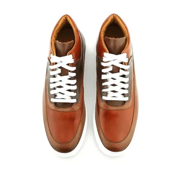 Best Sale Ace Marks Shoes Ace Marks Maximo High Top Dress Sneakers In Cuoio & Cognac Cuoio&Cognac