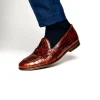 Best Sale Alan Payne Barney II Crocodile Embossed Loafers Brandy