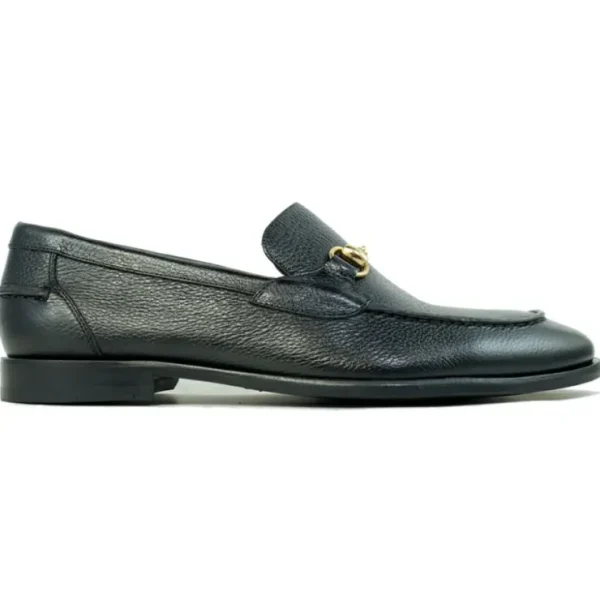 Cheap Alan Payne Miami Pebble Grain Bit Loafers Black