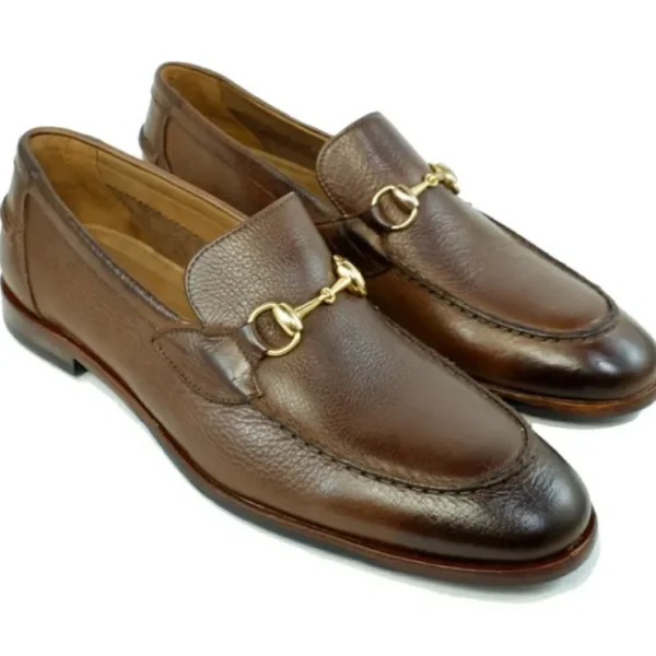 Clearance Alan Payne Miami Pebble Grain Bit Loafers Brown