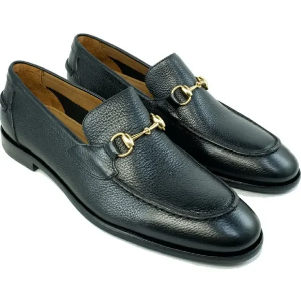 Cheap Alan Payne Miami Pebble Grain Bit Loafers Black