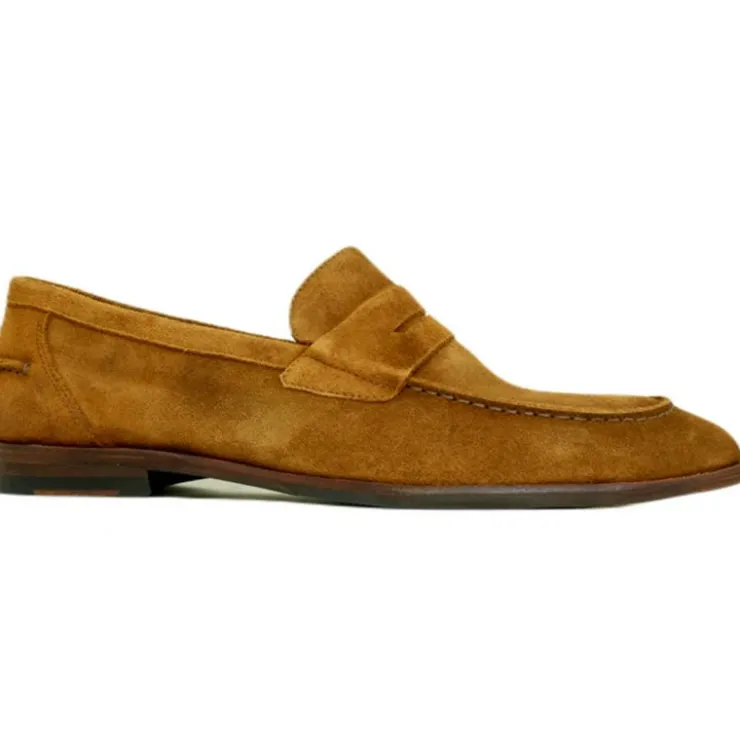 Fashion Alan Payne Naples Suede Penny Loafers Bourbon