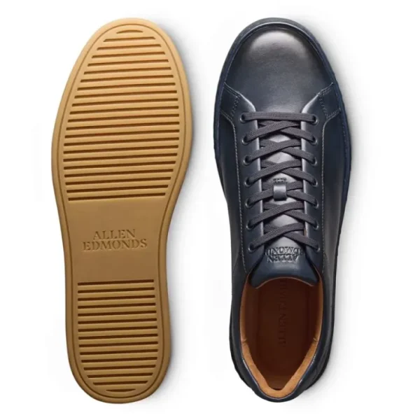 Best Sale Allen Edmonds Barnes Leather Lace-Up Sneaker (7597) Navy