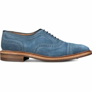 Best Sale Allen Edmonds Strandmok Suede Cap-toe Oxford (7183) Denim