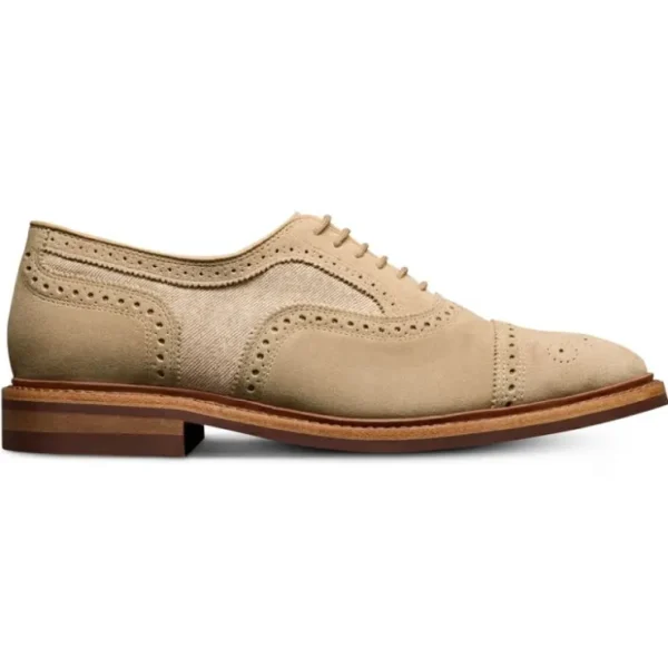 Shop Allen Edmonds Strandmok Suede Cap-toe Oxford (8077) Bone