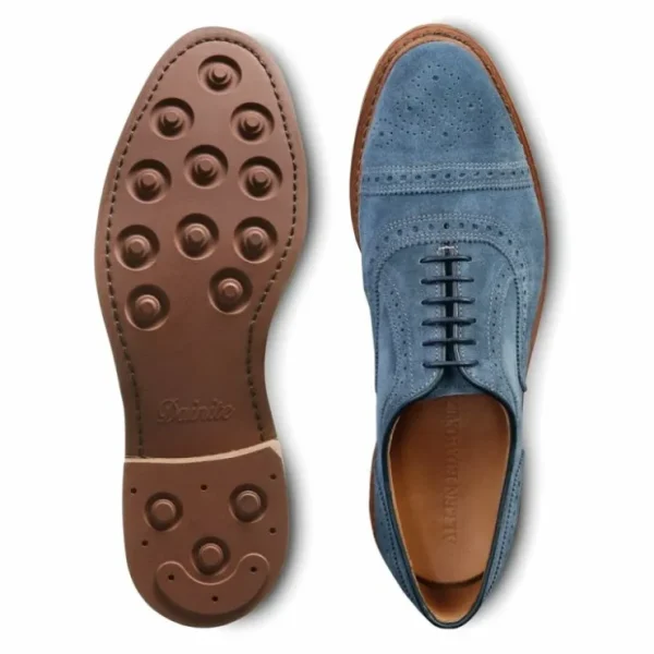 Best Sale Allen Edmonds Strandmok Suede Cap-toe Oxford (7183) Denim