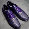 Online Belvedere Astor Genuine Hornback Caiman Crocodile Crocodile / Calfskin Sneakers (33599) Purple