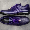 Online Belvedere Astor Genuine Hornback Caiman Crocodile Crocodile / Calfskin Sneakers (33599) Purple