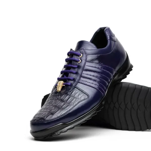 Online Belvedere Astor Genuine Hornback Caiman Crocodile Crocodile / Calfskin Sneakers (33599) Purple