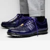 Online Belvedere Astor Genuine Hornback Caiman Crocodile Crocodile / Calfskin Sneakers (33599) Purple