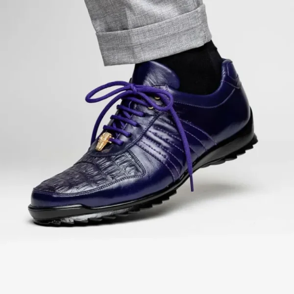 Online Belvedere Astor Genuine Hornback Caiman Crocodile Crocodile / Calfskin Sneakers (33599) Purple