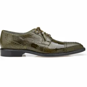 Store Belvedere Batta Ostrich Leg Cap Toe Shoes (14006) Olive