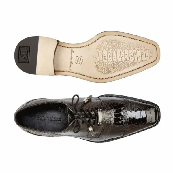 belvedere_batta_ostrich_l_1-2.webp Best Sale Belvedere Batta Ostrich Leg Cap Toe Shoes (14006) Chocolate
