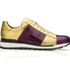 Sale Belvedere Blake Ostrich Sneakers Purple / Gold (33629)