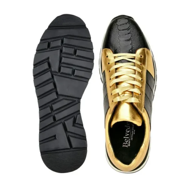 Store Belvedere Blake Ostrich Sneakers Black / Gold (33629)