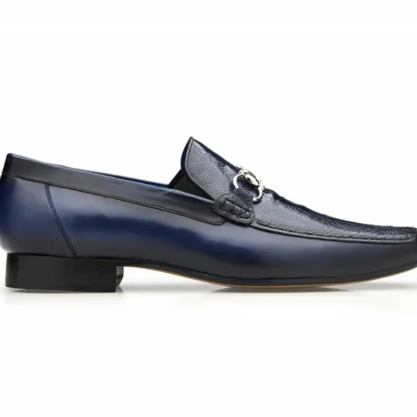 Online Belvedere Bruno Ostrich & Italian Calfskin Shoes (1026) Navy