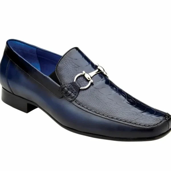 Online Belvedere Bruno Ostrich & Italian Calfskin Shoes (1026) Navy