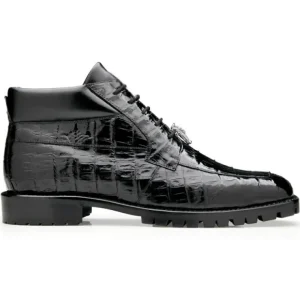 Fashion Belvedere Gallardo Caiman Crocodile Boots Black