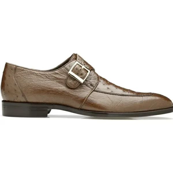 Online Belvedere Josh Ostrich Monk Strap Shoes (114011) Brown