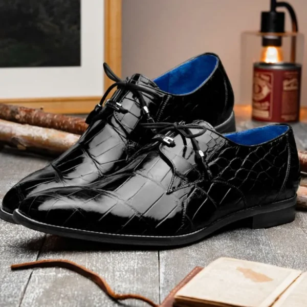 Hot Belvedere Lago Alligator Dress Shoes (14010) Black