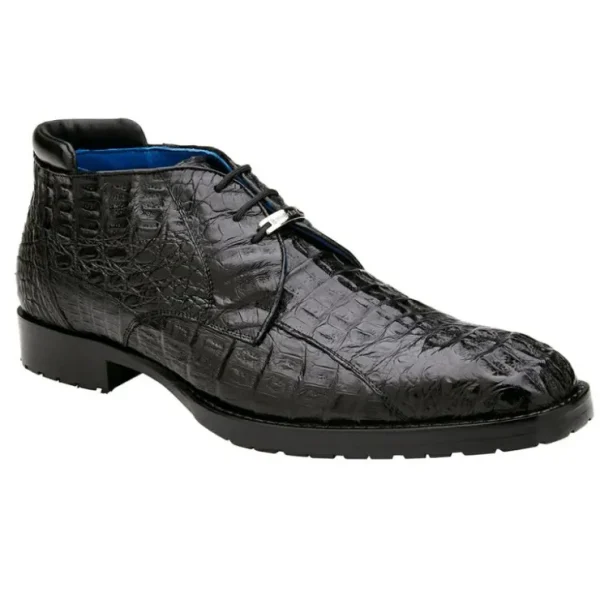 Outlet Belvedere Marcello Genuine Hornback Caiman Ankle Boots Black