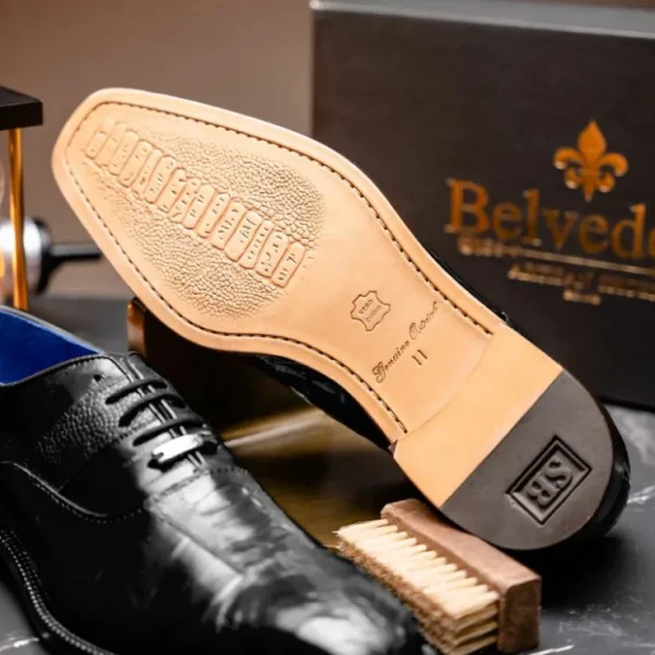 Shop Belvedere Mare Ostrich/Eel Shoes (2P7) Black