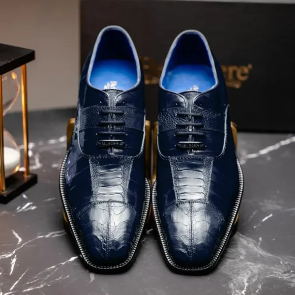 New Belvedere Mare Ostrich/Eel Shoes (2P7) Navy