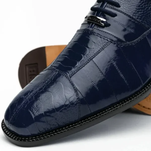 New Belvedere Mare Ostrich/Eel Shoes (2P7) Navy