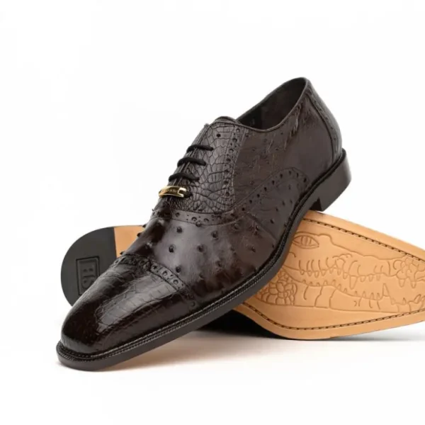 Hot Belvedere Onesto II Ostrich/Crocodile Shoes (1419) Brown