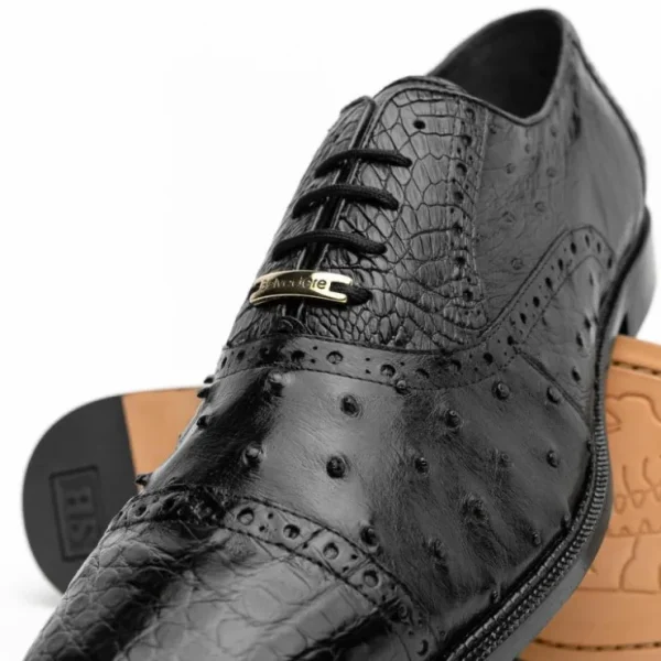 Hot Belvedere Onesto II Ostrich/Crocodile Shoes (1419) Black