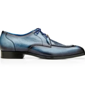 Discount Belvedere Primo Alligator & Pebble Grain Derby Ant. Blue Safari (R83) AntiqueBlueSafari