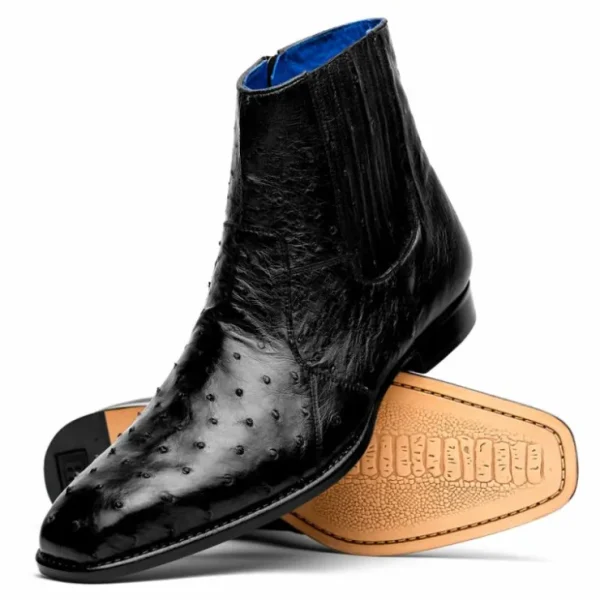 Discount Belvedere Roger Genuine Ostrich Quill Chelsea Boots (R55) Black