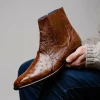 Flash Sale Belvedere Roger Genuine Ostrich Quill Chelsea Boots Ant Brandy (R55) AntBrandy