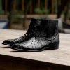 Discount Belvedere Roger Genuine Ostrich Quill Chelsea Boots (R55) Black