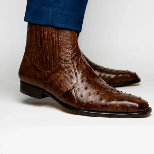 Flash Sale Belvedere Roger Genuine Ostrich Quill Chelsea Boots Ant Brandy (R55) AntBrandy