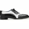 Best Belvedere Sesto Genuine Ostrich Quill / Italian Leather Shoes Black / White (R54)