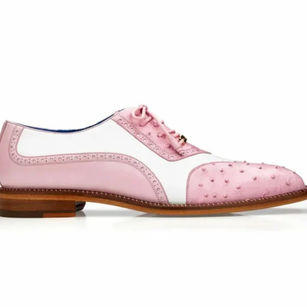 Cheap Belvedere Sesto Genuine Ostrich Quill / Italian Leather Shoes Pink / White (R54)