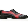 Flash Sale Belvedere Sesto Genuine Ostrich Quill / Italian Leather Shoes Black / Red (R54)