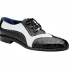 Best Belvedere Sesto Genuine Ostrich Quill / Italian Leather Shoes Black / White (R54)