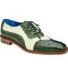 Outlet Belvedere Sesto Genuine Ostrich Quill / Italian Leather Shoes Forest / Cream (R54)