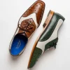 Outlet Belvedere Sesto Genuine Ostrich Quill / Italian Leather Shoes Forest / Cream (R54)