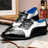 Best Belvedere Sesto Genuine Ostrich Quill / Italian Leather Shoes Black / White (R54)