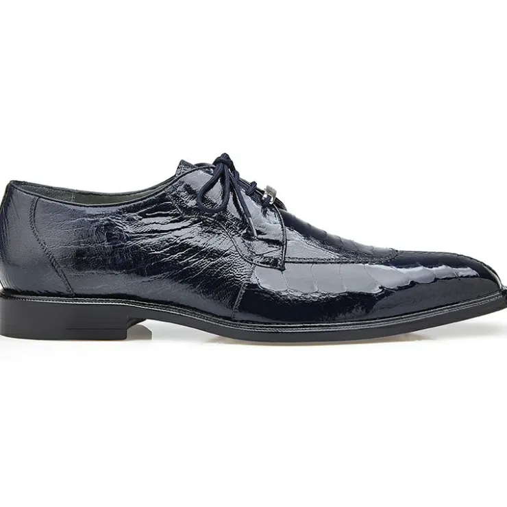 Fashion Belvedere Siena Ostrich Lace Up Shoes (1463) Navy