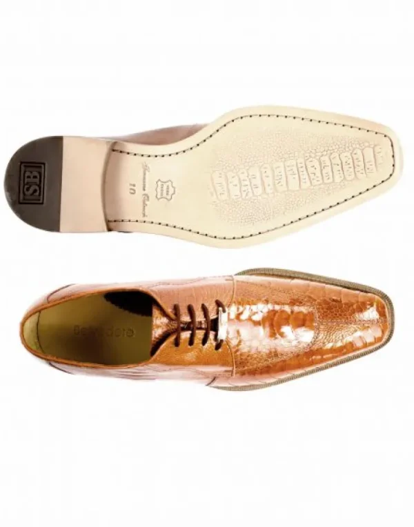 Cheap Belvedere Siena Ostrich Lace Up Shoes Burned Amber (1463) BurnedAmber