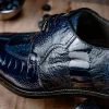 Fashion Belvedere Siena Ostrich Lace Up Shoes (1463) Navy