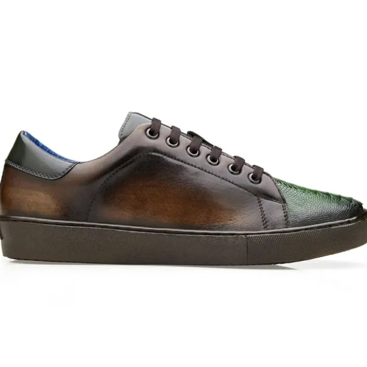 Hot Belvedere Stone Ostrich & Calf Sneaker Chocolate Brown / Forest (Y31)