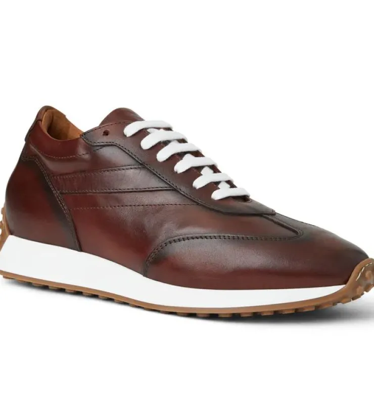 Clearance Bruno Magli Duccio Mid Leather Jogger Sneaker Rust