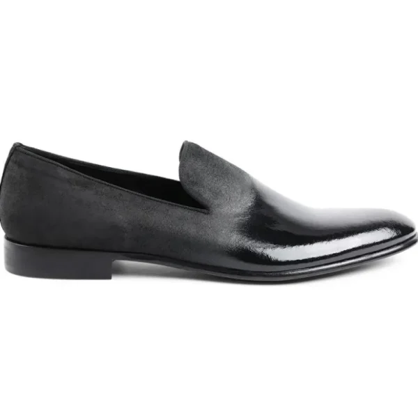 Shop Bruno Magli Monet A-line Patent & Suede Smoking Slip-on Shoes Black