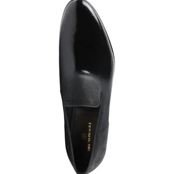 Shop Bruno Magli Monet A-line Patent & Suede Smoking Slip-on Shoes Black