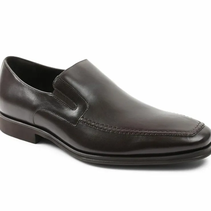 Cheap Bruno Magli Raging Leather Slip-on Shoes Dark Brown DarkBrown